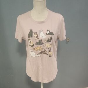 Mighty Fine Cat Feline Kitty Cropped Fitted Short Sleeve Top Cottonblend Grunge